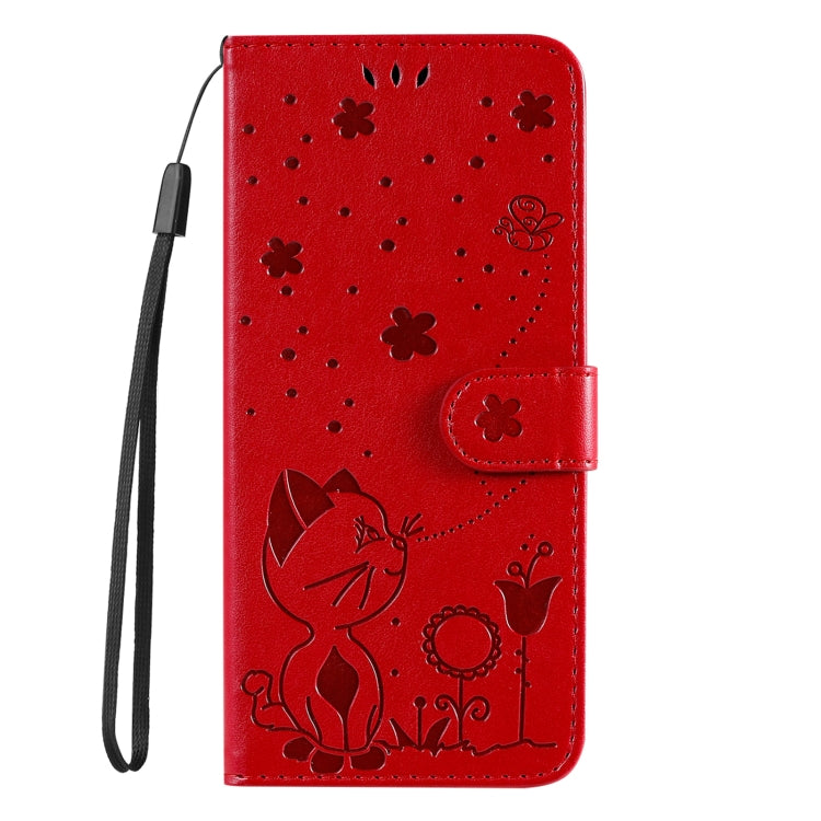 Cat and Bee Embossed Flip Leather Phone Case, For Galaxy S25 Ultra 5G, For Galaxy S24 FE 5G