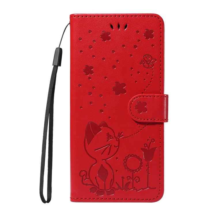Cat and Bee Embossed Flip Leather Phone Case, For Samsung Galaxy S26+ 5G, For Samsung Galaxy S26 Edge 5G, For Samsung Galaxy S26 Ultra 5G, For Samsung Galaxy S26 5G, For Samsung Galaxy S25 FE 5G, For Samsung Galaxy S25 / S24 5G                         ...