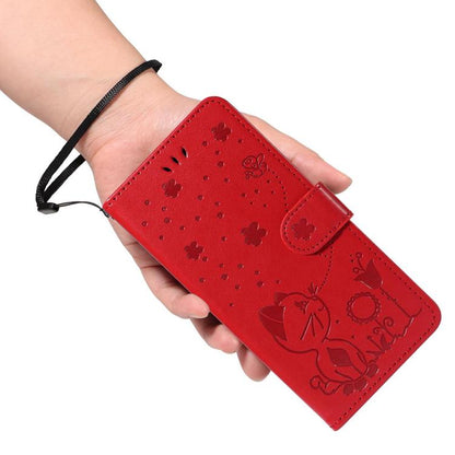 Cat and Bee Embossed Flip Leather Phone Case, For Galaxy S26 FE 5G, For Galaxy S26+ 5G, For Galaxy S26 Edge 5G, For Galaxy S26 Ultra 5G, For Galaxy S26 5G, For Galaxy S25 FE 5G, For Galaxy S25 / S24 5G, For Galaxy S25+ / S24+ 5G