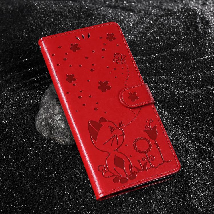 Cat and Bee Embossed Flip Leather Phone Case, For Galaxy S26 FE 5G, For Galaxy S26+ 5G, For Galaxy S26 Edge 5G, For Galaxy S26 Ultra 5G, For Galaxy S26 5G, For Galaxy S25 FE 5G, For Galaxy S25 / S24 5G, For Galaxy S25+ / S24+ 5G