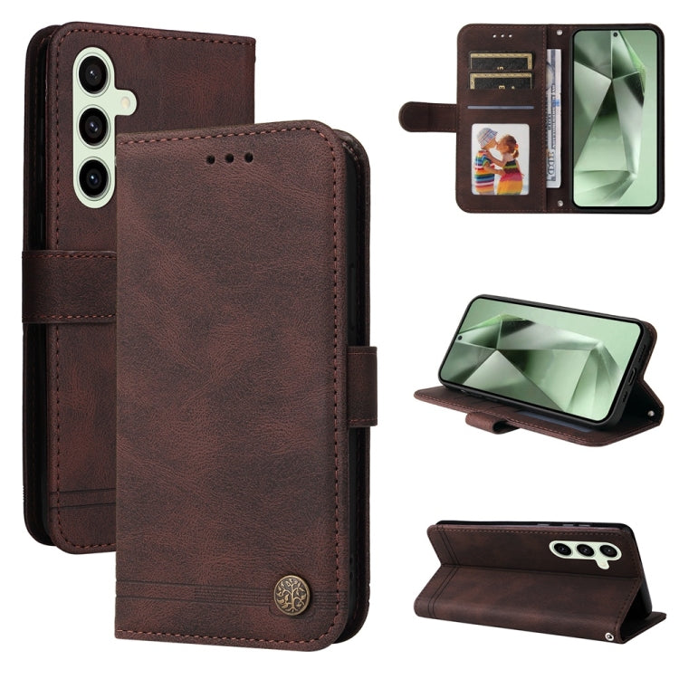 Skin Feel Life Tree Metal Button Leather Phone Case, For Samsung Galaxy S24 FE 5G