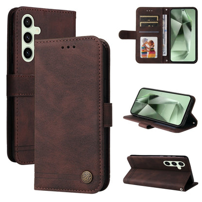 Skin Feel Life Tree Metal Button Leather Phone Case, For Samsung Galaxy S24 FE 5G