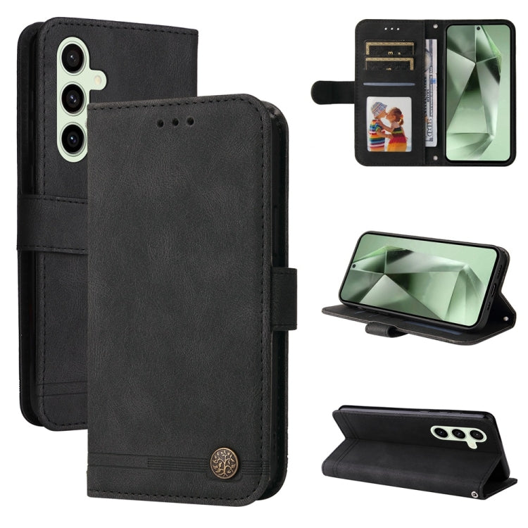 Skin Feel Life Tree Metal Button Leather Phone Case, For Samsung Galaxy S24 FE 5G