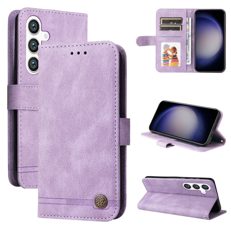 Skin Feel Life Tree Metal Button Leather Phone Case, For Galaxy S26 FE 5G, For Samsung Galaxy S26+ 5G, For Samsung Galaxy S26 Edge 5G, For Samsung Galaxy S26 Ultra 5G, For Samsung Galaxy S26 5G, For Samsung Galaxy S25 Edge 5G, For Samsung Galaxy S25 5G...