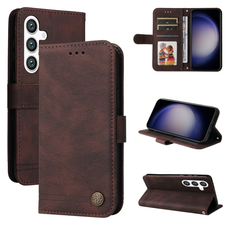 Skin Feel Life Tree Metal Button Leather Phone Case, For Galaxy S26 FE 5G, For Samsung Galaxy S26+ 5G, For Samsung Galaxy S26 Edge 5G, For Samsung Galaxy S26 Ultra 5G, For Samsung Galaxy S26 5G, For Samsung Galaxy S25 Edge 5G, For Samsung Galaxy S25 5G...
