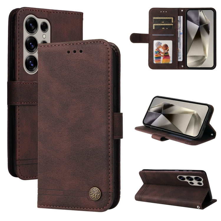 Skin Feel Life Tree Metal Button Leather Phone Case, For Galaxy S26 FE 5G, For Samsung Galaxy S26+ 5G, For Samsung Galaxy S26 Edge 5G, For Samsung Galaxy S26 Ultra 5G, For Samsung Galaxy S26 5G, For Samsung Galaxy S25 Edge 5G, For Samsung Galaxy S25 5G...