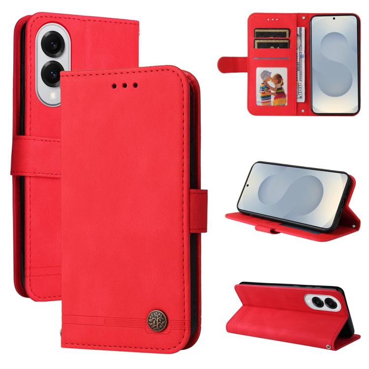 Skin Feel Life Tree Metal Button Leather Phone Case, For Galaxy S26 FE 5G, For Samsung Galaxy S26+ 5G, For Samsung Galaxy S26 Edge 5G, For Samsung Galaxy S26 Ultra 5G, For Samsung Galaxy S26 5G, For Samsung Galaxy S25 Edge 5G, For Samsung Galaxy S25 5G...