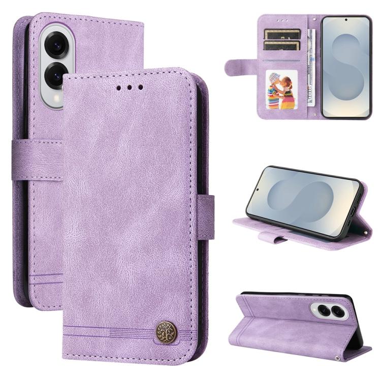Skin Feel Life Tree Metal Button Leather Phone Case, For Galaxy S26 FE 5G, For Samsung Galaxy S26+ 5G, For Samsung Galaxy S26 Edge 5G, For Samsung Galaxy S26 Ultra 5G, For Samsung Galaxy S26 5G, For Samsung Galaxy S25 Edge 5G, For Samsung Galaxy S25 5G...