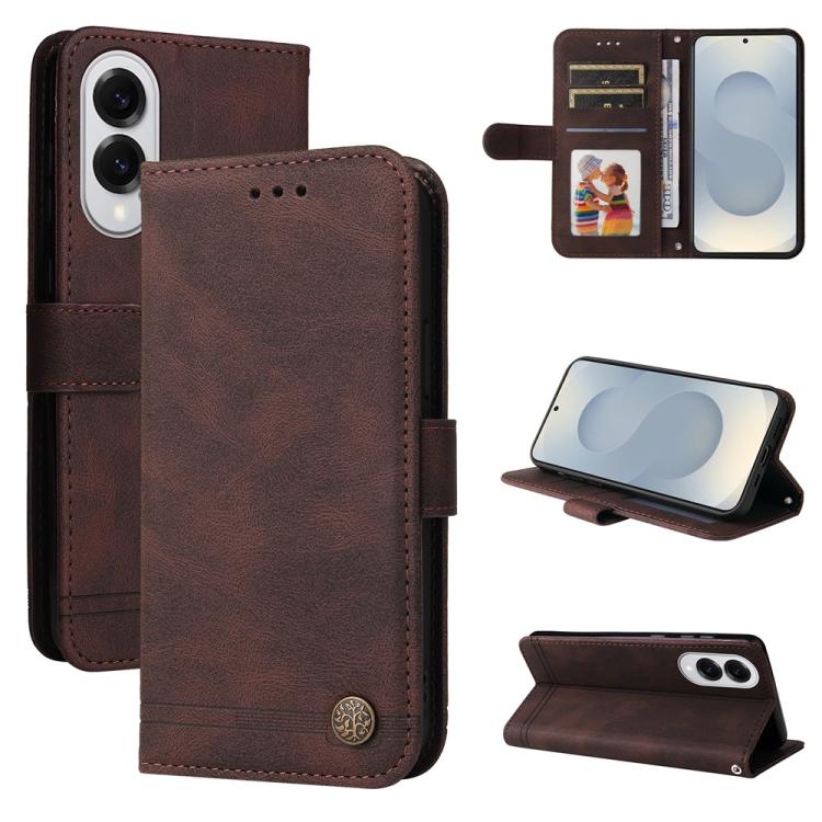Skin Feel Life Tree Metal Button Leather Phone Case, For Galaxy S26 FE 5G, For Samsung Galaxy S26+ 5G, For Samsung Galaxy S26 Edge 5G, For Samsung Galaxy S26 Ultra 5G, For Samsung Galaxy S26 5G, For Samsung Galaxy S25 Edge 5G, For Samsung Galaxy S25 5G...