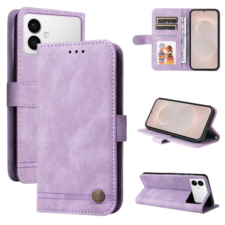 Skin Feel Life Tree Metal Button Leather Phone Case, For Galaxy S26 FE 5G, For Samsung Galaxy S26+ 5G, For Samsung Galaxy S26 Edge 5G, For Samsung Galaxy S26 Ultra 5G, For Samsung Galaxy S26 5G, For Samsung Galaxy S25 Edge 5G, For Samsung Galaxy S25 5G...