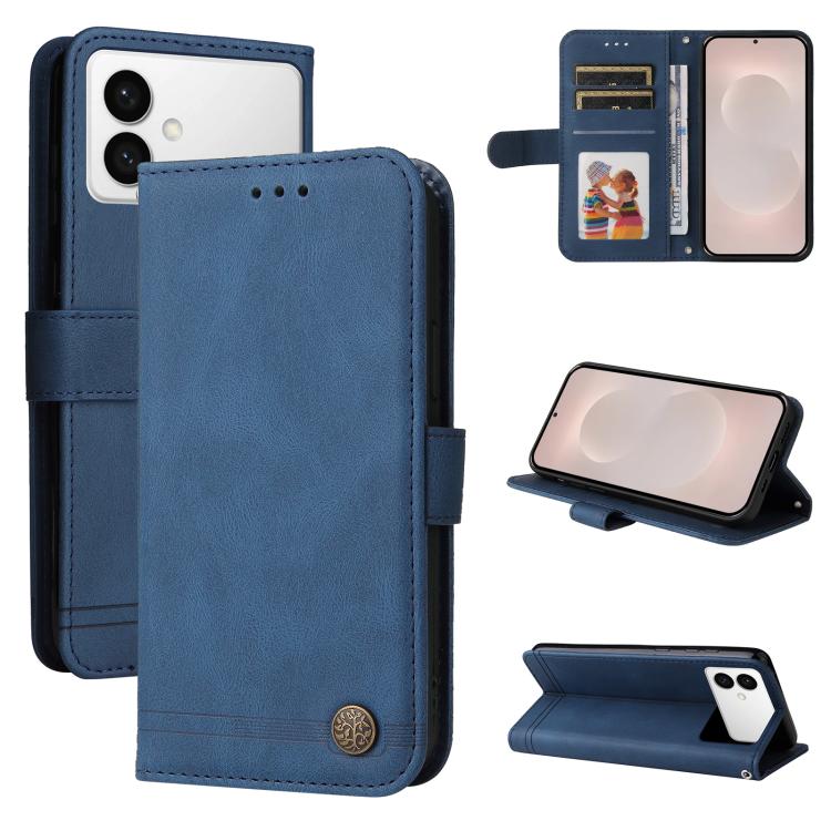 Skin Feel Life Tree Metal Button Leather Phone Case, For Galaxy S26 FE 5G, For Samsung Galaxy S26+ 5G, For Samsung Galaxy S26 Edge 5G, For Samsung Galaxy S26 Ultra 5G, For Samsung Galaxy S26 5G, For Samsung Galaxy S25 Edge 5G, For Samsung Galaxy S25 5G...