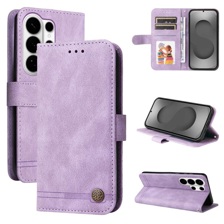 Skin Feel Life Tree Metal Button Leather Phone Case, For Galaxy S26 FE 5G, For Samsung Galaxy S26+ 5G, For Samsung Galaxy S26 Edge 5G, For Samsung Galaxy S26 Ultra 5G, For Samsung Galaxy S26 5G, For Samsung Galaxy S25 Edge 5G, For Samsung Galaxy S25 5G...