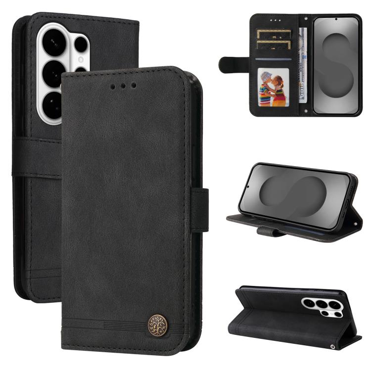 Skin Feel Life Tree Metal Button Leather Phone Case, For Galaxy S26 FE 5G, For Samsung Galaxy S26+ 5G, For Samsung Galaxy S26 Edge 5G, For Samsung Galaxy S26 Ultra 5G, For Samsung Galaxy S26 5G, For Samsung Galaxy S25 Edge 5G, For Samsung Galaxy S25 5G...