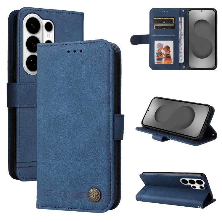 Skin Feel Life Tree Metal Button Leather Phone Case, For Galaxy S26 FE 5G, For Samsung Galaxy S26+ 5G, For Samsung Galaxy S26 Edge 5G, For Samsung Galaxy S26 Ultra 5G, For Samsung Galaxy S26 5G, For Samsung Galaxy S25 Edge 5G, For Samsung Galaxy S25 5G...