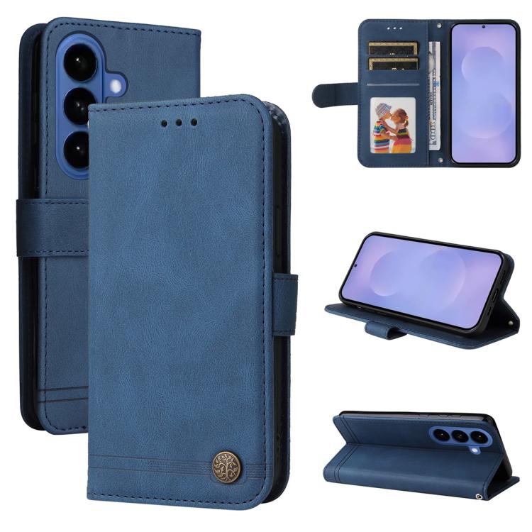 Skin Feel Life Tree Metal Button Leather Phone Case, For Galaxy S26 FE 5G, For Samsung Galaxy S26+ 5G, For Samsung Galaxy S26 Edge 5G, For Samsung Galaxy S26 Ultra 5G, For Samsung Galaxy S26 5G, For Samsung Galaxy S25 Edge 5G, For Samsung Galaxy S25 5G...