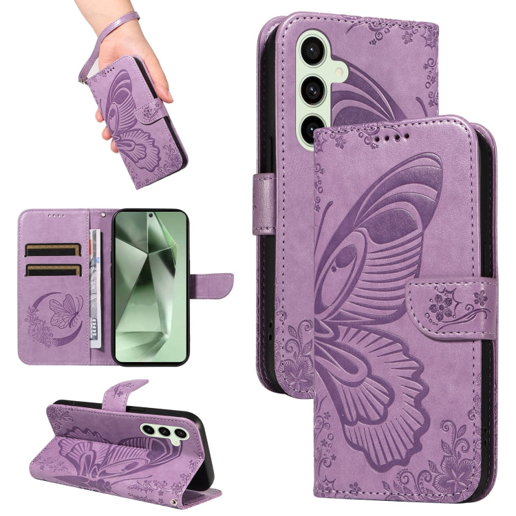 Swallowtail Butterfly Embossed Leather Phone Case, For Galaxy S25 Ultra 5G, For Galaxy S24 FE 5G