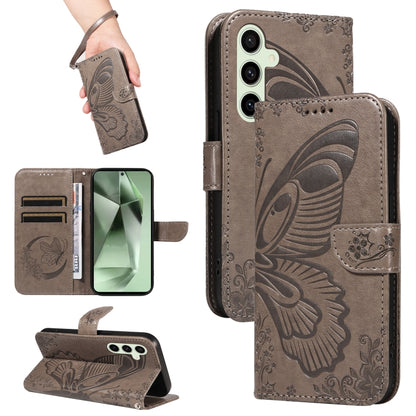 Swallowtail Butterfly Embossed Leather Phone Case, For Galaxy S25 Ultra 5G, For Galaxy S24 FE 5G