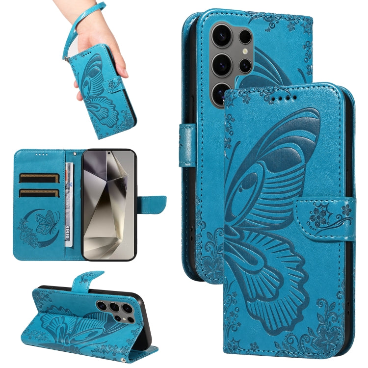 Swallowtail Butterfly Embossed Leather Phone Case, For Galaxy S25 Ultra 5G, For Galaxy S24 FE 5G