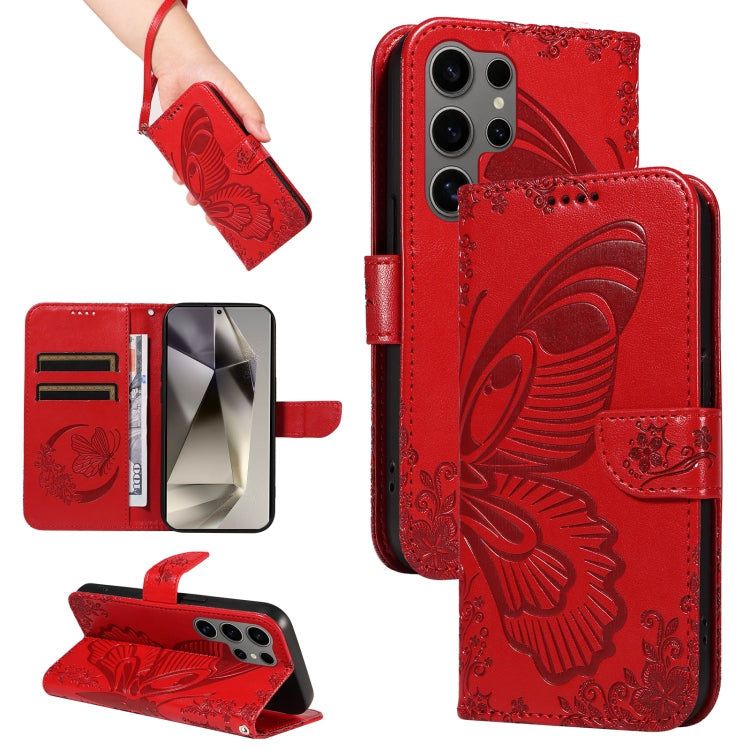 Swallowtail Butterfly Embossed Leather Phone Case, For Galaxy S25 Ultra 5G, For Galaxy S24 FE 5G