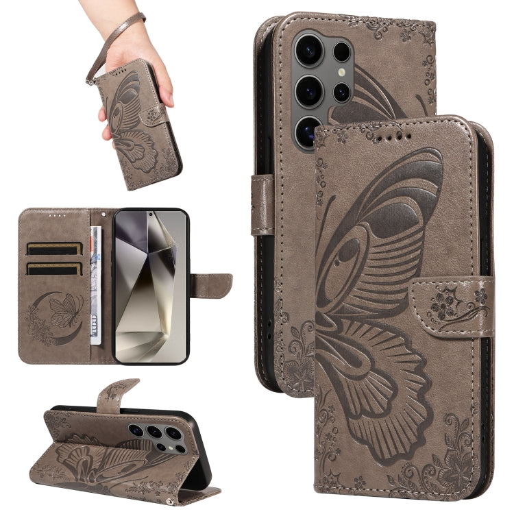 Swallowtail Butterfly Embossed Leather Phone Case, For Samsung Galaxy S26+ 5G, For Samsung Galaxy S26 Edge 5G, For Samsung Galaxy S26 Ultra 5G, For Samsung Galaxy S26 5G, For Samsung Galaxy S25 FE 5G, For Samsung Galaxy S25 / S24 5G                    ...