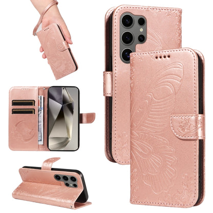 Swallowtail Butterfly Embossed Leather Phone Case, For Galaxy S25 Ultra 5G, For Galaxy S24 FE 5G