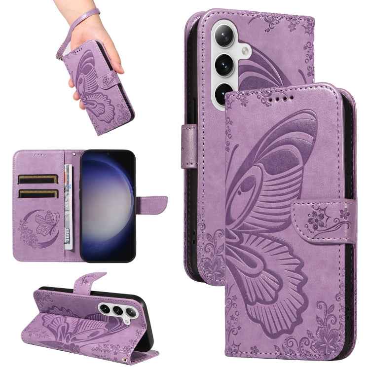 Swallowtail Butterfly Embossed Leather Phone Case, For Samsung Galaxy S26+ 5G, For Samsung Galaxy S26 Edge 5G, For Samsung Galaxy S26 Ultra 5G, For Samsung Galaxy S26 5G, For Samsung Galaxy S25 FE 5G, For Samsung Galaxy S25 / S24 5G                    ...