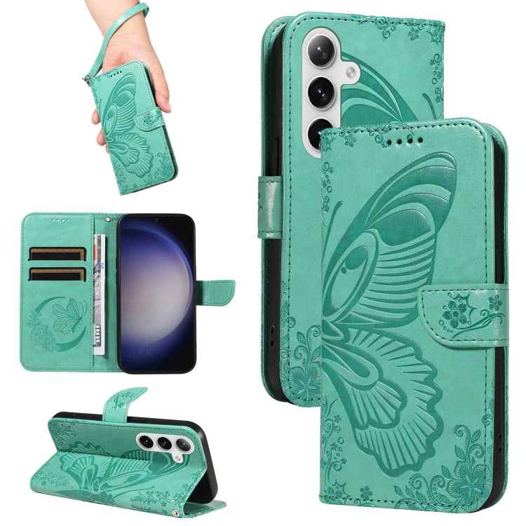 Swallowtail Butterfly Embossed Leather Phone Case, For Samsung Galaxy S26+ 5G, For Samsung Galaxy S26 Edge 5G, For Samsung Galaxy S26 Ultra 5G, For Samsung Galaxy S26 5G, For Samsung Galaxy S25 FE 5G, For Samsung Galaxy S25 / S24 5G                    ...
