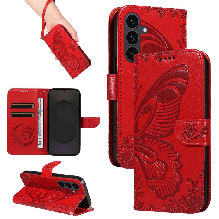 Swallowtail Butterfly Embossed Leather Phone Case, For Galaxy S26 FE 5G, For Galaxy S26+ 5G, For Galaxy S26 Edge 5G, For Galaxy S26 Ultra 5G, For Galaxy S26 5G, For Galaxy S25 FE 5G, For Galaxy S25 / S24 5G, For Galaxy S25+ / S24+ 5G