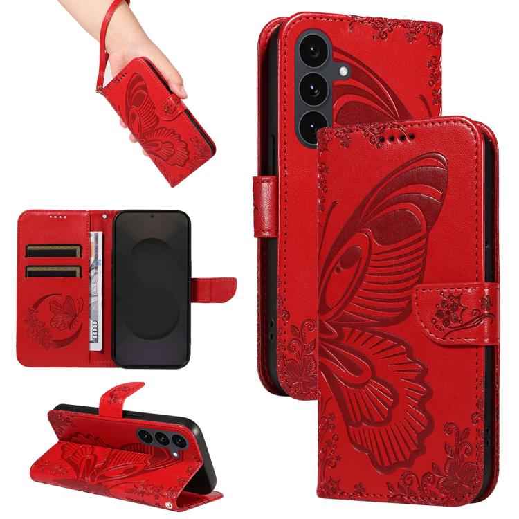 Swallowtail Butterfly Embossed Leather Phone Case, For Samsung Galaxy S26+ 5G, For Samsung Galaxy S26 Edge 5G, For Samsung Galaxy S26 Ultra 5G, For Samsung Galaxy S26 5G, For Samsung Galaxy S25 FE 5G, For Samsung Galaxy S25 / S24 5G                    ...