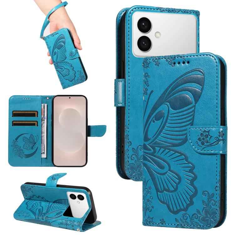 Swallowtail Butterfly Embossed Leather Phone Case, For Samsung Galaxy S26+ 5G, For Samsung Galaxy S26 Edge 5G, For Samsung Galaxy S26 Ultra 5G, For Samsung Galaxy S26 5G, For Samsung Galaxy S25 FE 5G, For Samsung Galaxy S25 / S24 5G                    ...