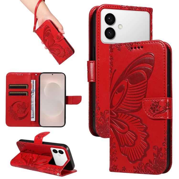 Swallowtail Butterfly Embossed Leather Phone Case, For Samsung Galaxy S26+ 5G, For Samsung Galaxy S26 Edge 5G, For Samsung Galaxy S26 Ultra 5G, For Samsung Galaxy S26 5G, For Samsung Galaxy S25 FE 5G, For Samsung Galaxy S25 / S24 5G                    ...
