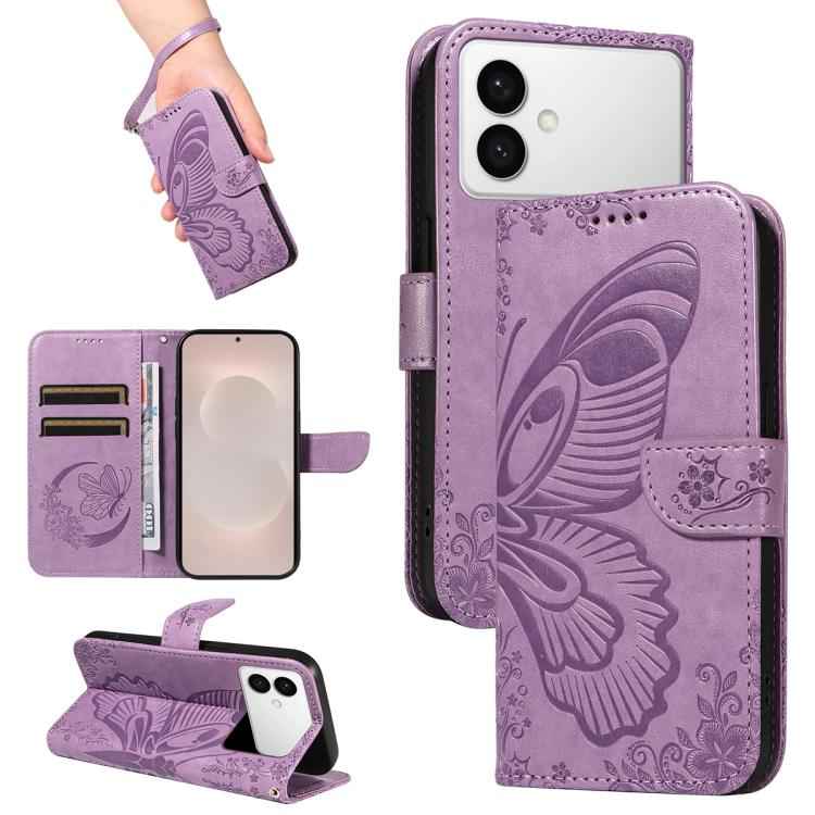 Swallowtail Butterfly Embossed Leather Phone Case, For Samsung Galaxy S26+ 5G, For Samsung Galaxy S26 Edge 5G, For Samsung Galaxy S26 Ultra 5G, For Samsung Galaxy S26 5G, For Samsung Galaxy S25 FE 5G, For Samsung Galaxy S25 / S24 5G                    ...