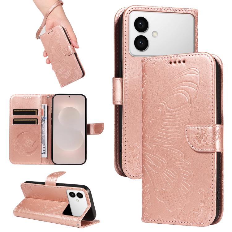 Swallowtail Butterfly Embossed Leather Phone Case, For Galaxy S26 FE 5G, For Galaxy S26+ 5G, For Galaxy S26 Edge 5G, For Galaxy S26 Ultra 5G, For Galaxy S26 5G, For Galaxy S25 FE 5G, For Galaxy S25 / S24 5G, For Galaxy S25+ / S24+ 5G