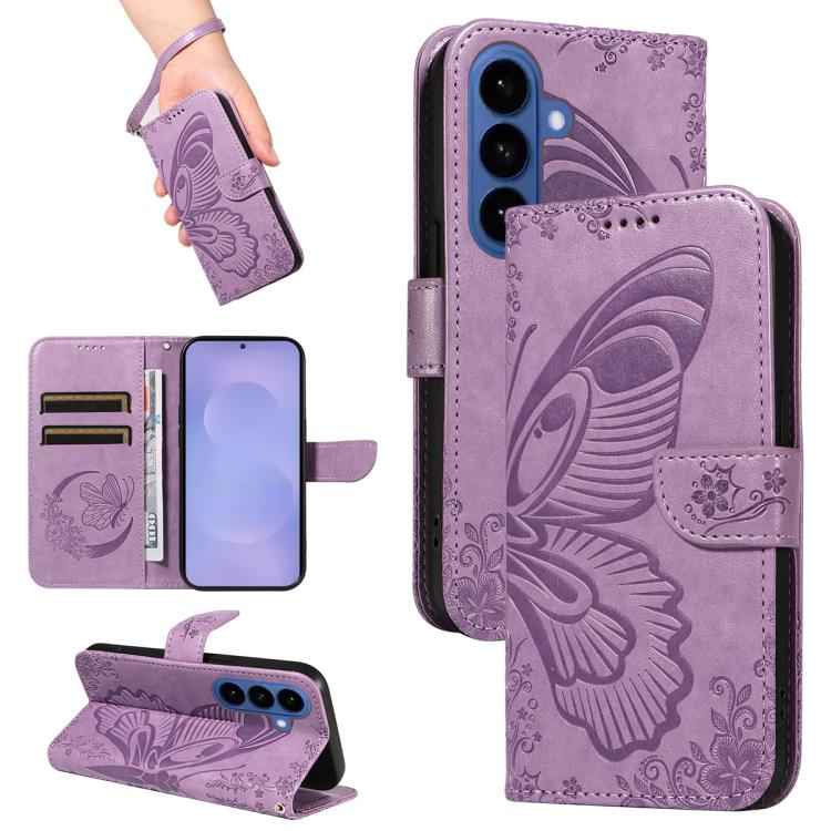 Swallowtail Butterfly Embossed Leather Phone Case, For Samsung Galaxy S26+ 5G, For Samsung Galaxy S26 Edge 5G, For Samsung Galaxy S26 Ultra 5G, For Samsung Galaxy S26 5G, For Samsung Galaxy S25 FE 5G, For Samsung Galaxy S25 / S24 5G                    ...