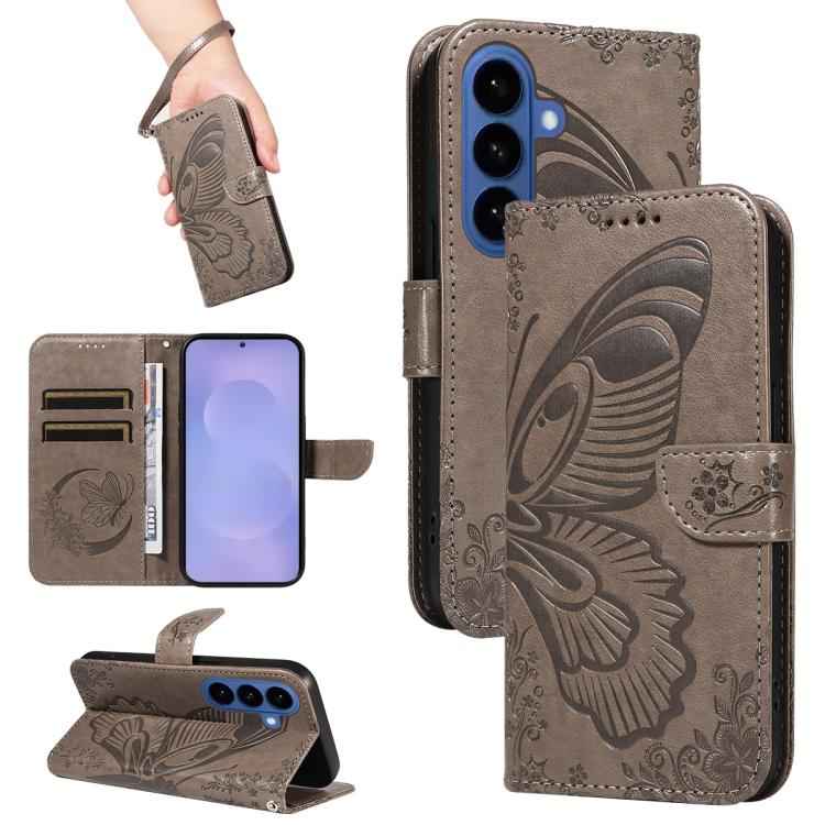 Swallowtail Butterfly Embossed Leather Phone Case, For Samsung Galaxy S26+ 5G, For Samsung Galaxy S26 Edge 5G, For Samsung Galaxy S26 Ultra 5G, For Samsung Galaxy S26 5G, For Samsung Galaxy S25 FE 5G, For Samsung Galaxy S25 / S24 5G                    ...