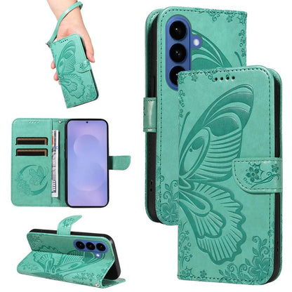 Swallowtail Butterfly Embossed Leather Phone Case, For Galaxy S26 FE 5G, For Galaxy S26+ 5G, For Galaxy S26 Edge 5G, For Galaxy S26 Ultra 5G, For Galaxy S26 5G, For Galaxy S25 FE 5G, For Galaxy S25 / S24 5G, For Galaxy S25+ / S24+ 5G