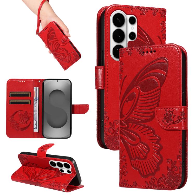 Swallowtail Butterfly Embossed Leather Phone Case, For Galaxy S26 FE 5G, For Galaxy S26+ 5G, For Galaxy S26 Edge 5G, For Galaxy S26 Ultra 5G, For Galaxy S26 5G, For Galaxy S25 FE 5G, For Galaxy S25 / S24 5G, For Galaxy S25+ / S24+ 5G