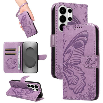 Swallowtail Butterfly Embossed Leather Phone Case, For Galaxy S26 FE 5G, For Galaxy S26+ 5G, For Galaxy S26 Edge 5G, For Galaxy S26 Ultra 5G, For Galaxy S26 5G, For Galaxy S25 FE 5G, For Galaxy S25 / S24 5G, For Galaxy S25+ / S24+ 5G