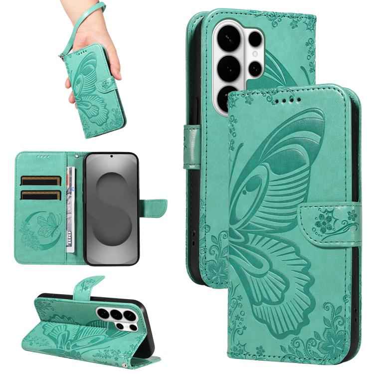 Swallowtail Butterfly Embossed Leather Phone Case, For Samsung Galaxy S26+ 5G, For Samsung Galaxy S26 Edge 5G, For Samsung Galaxy S26 Ultra 5G, For Samsung Galaxy S26 5G, For Samsung Galaxy S25 FE 5G, For Samsung Galaxy S25 / S24 5G                    ...