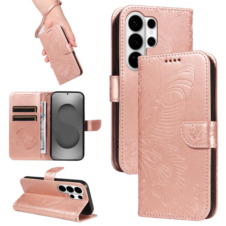 Swallowtail Butterfly Embossed Leather Phone Case, For Galaxy S26 FE 5G, For Galaxy S26+ 5G, For Galaxy S26 Edge 5G, For Galaxy S26 Ultra 5G, For Galaxy S26 5G, For Galaxy S25 FE 5G, For Galaxy S25 / S24 5G, For Galaxy S25+ / S24+ 5G