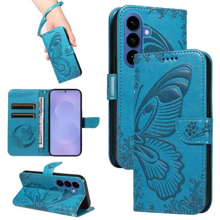 Swallowtail Butterfly Embossed Leather Phone Case, For Samsung Galaxy S26+ 5G, For Samsung Galaxy S26 Edge 5G, For Samsung Galaxy S26 Ultra 5G, For Samsung Galaxy S26 5G, For Samsung Galaxy S25 FE 5G, For Samsung Galaxy S25 / S24 5G                    ...