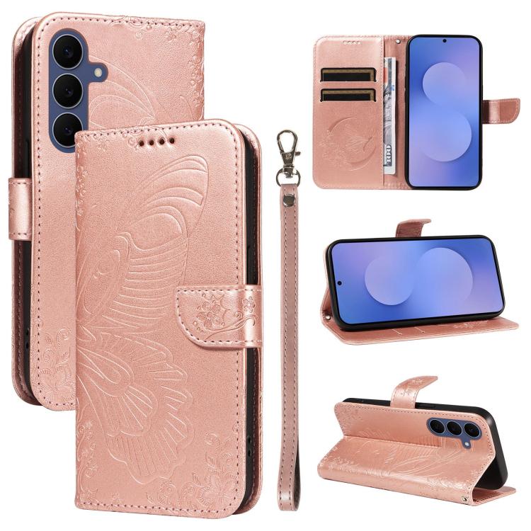 Swallowtail Butterfly Embossed Leather Phone Case, For Galaxy S26 FE 5G, For Galaxy S26+ 5G, For Galaxy S26 Edge 5G, For Galaxy S26 Ultra 5G, For Galaxy S26 5G, For Galaxy S25 FE 5G, For Galaxy S25 / S24 5G, For Galaxy S25+ / S24+ 5G