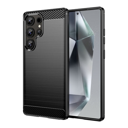 Carbon Fiber Brushed Texture TPU Phone Case, For Galaxy S26 FE 5G, For Samsung Galaxy S26+ 5G, For Samsung Galaxy S26 Edge 5G, For Samsung Galaxy S26 Ultra 5G, For Samsung Galaxy S25 FE 5G, For Samsung Galaxy S25 Edge 5G, For Samsung Galaxy S25 5G     ...