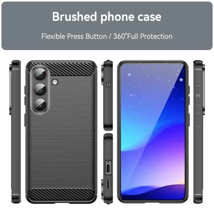Carbon Fiber Brushed Texture TPU Phone Case, For Samsung Galaxy S26+ 5G, For Samsung Galaxy S26 Edge 5G, For Samsung Galaxy S26 Ultra 5G, For Samsung Galaxy S26 5G, For Samsung Galaxy S25 FE 5G, For Samsung Galaxy S25 Edge 5G, For Samsung Galaxy S25 5G...