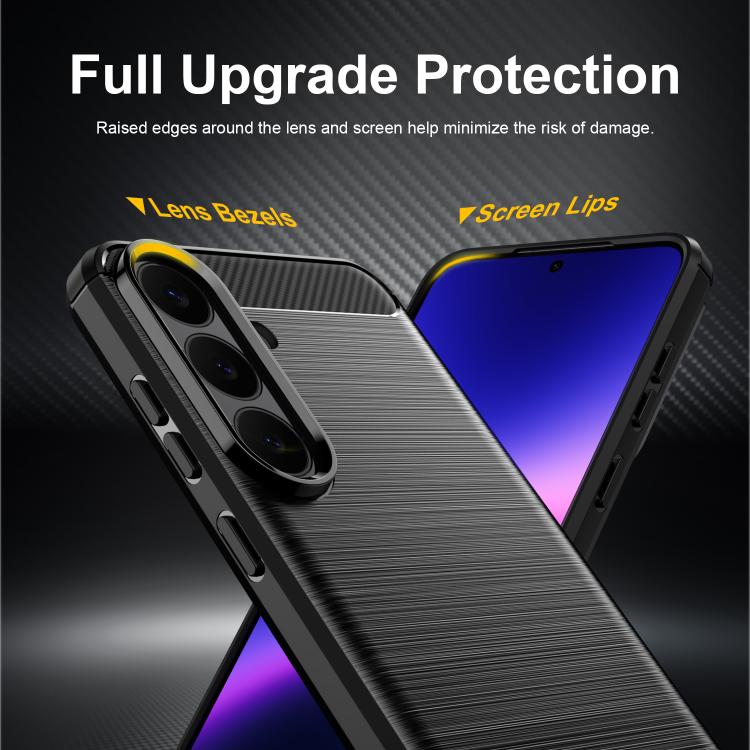 Carbon Fiber Brushed Texture TPU Phone Case, For Galaxy S26 FE 5G, For Samsung Galaxy S26+ 5G, For Samsung Galaxy S26 Edge 5G, For Samsung Galaxy S26 Ultra 5G, For Samsung Galaxy S25 FE 5G, For Samsung Galaxy S25 Edge 5G, For Samsung Galaxy S25 5G     ...