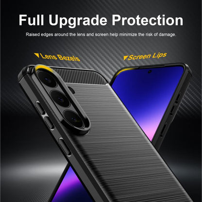 Carbon Fiber Brushed Texture TPU Phone Case, For Galaxy S26 FE 5G, For Samsung Galaxy S26+ 5G, For Samsung Galaxy S26 Edge 5G, For Samsung Galaxy S26 Ultra 5G, For Samsung Galaxy S25 FE 5G, For Samsung Galaxy S25 Edge 5G, For Samsung Galaxy S25 5G     ...