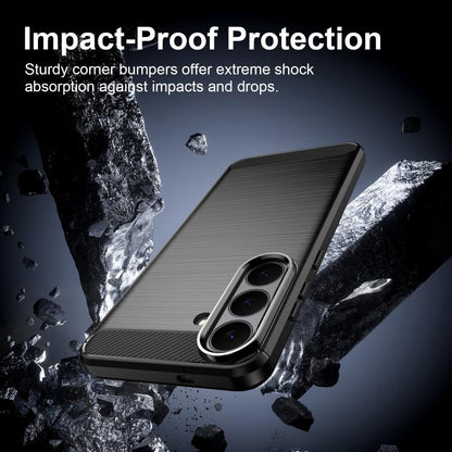 Carbon Fiber Brushed Texture TPU Phone Case, For Galaxy S26 FE 5G, For Samsung Galaxy S26+ 5G, For Samsung Galaxy S26 Edge 5G, For Samsung Galaxy S26 Ultra 5G, For Samsung Galaxy S25 FE 5G, For Samsung Galaxy S25 Edge 5G, For Samsung Galaxy S25 5G     ...