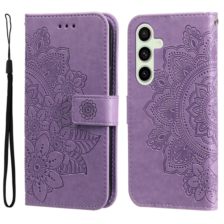 Seven-petal Flowers Embossing Leather Phone Case, For Galaxy S24 FE 5G