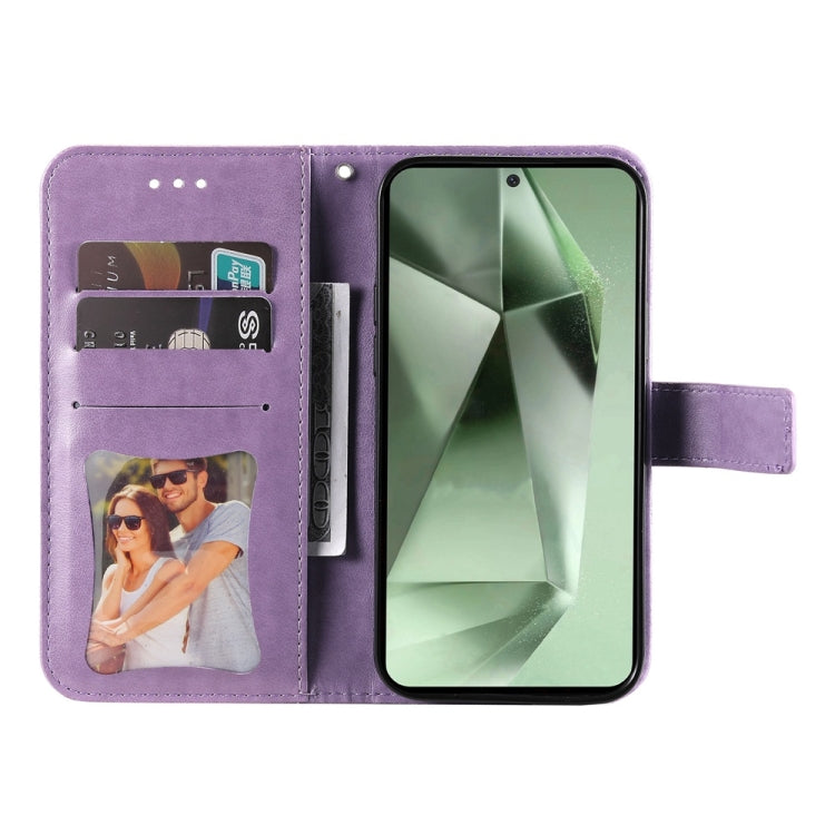 Seven-petal Flowers Embossing Leather Phone Case, For Galaxy S24 FE 5G