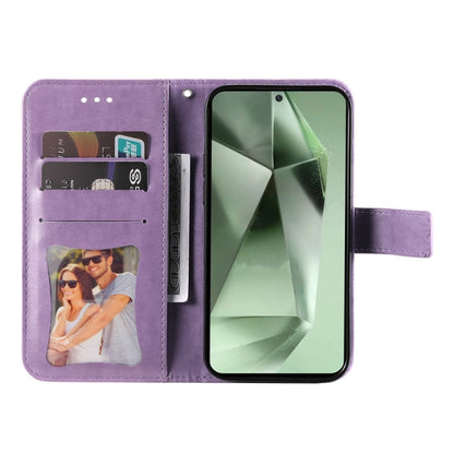 Seven-petal Flowers Embossing Leather Phone Case, For Galaxy S24 FE 5G